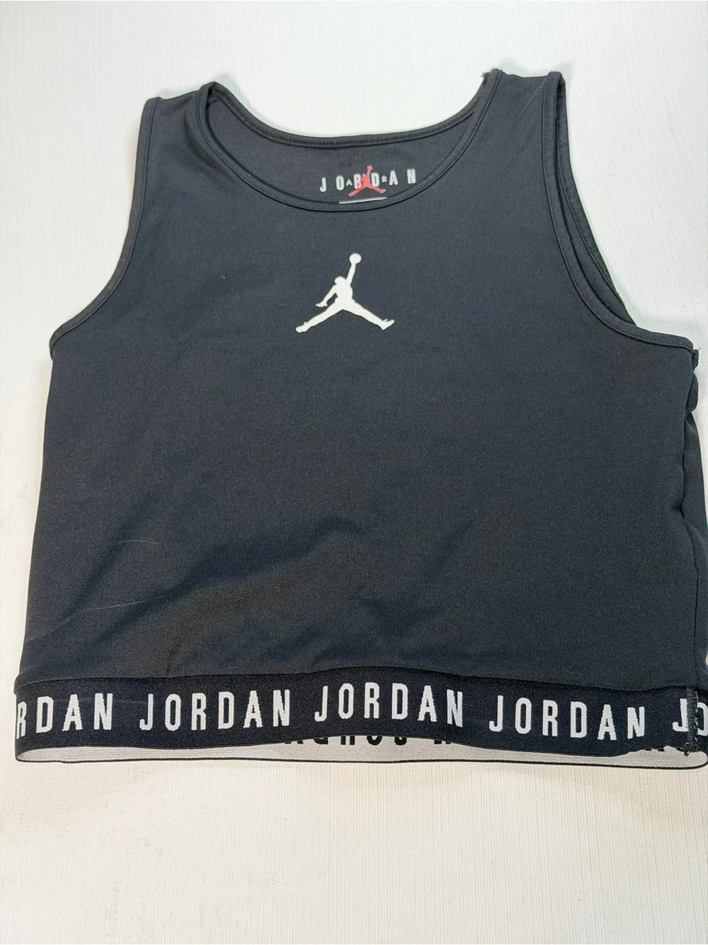 Jordan Women’s Black Cropped Tank Top Jumpman Logo Athletic Sports Bra Size L